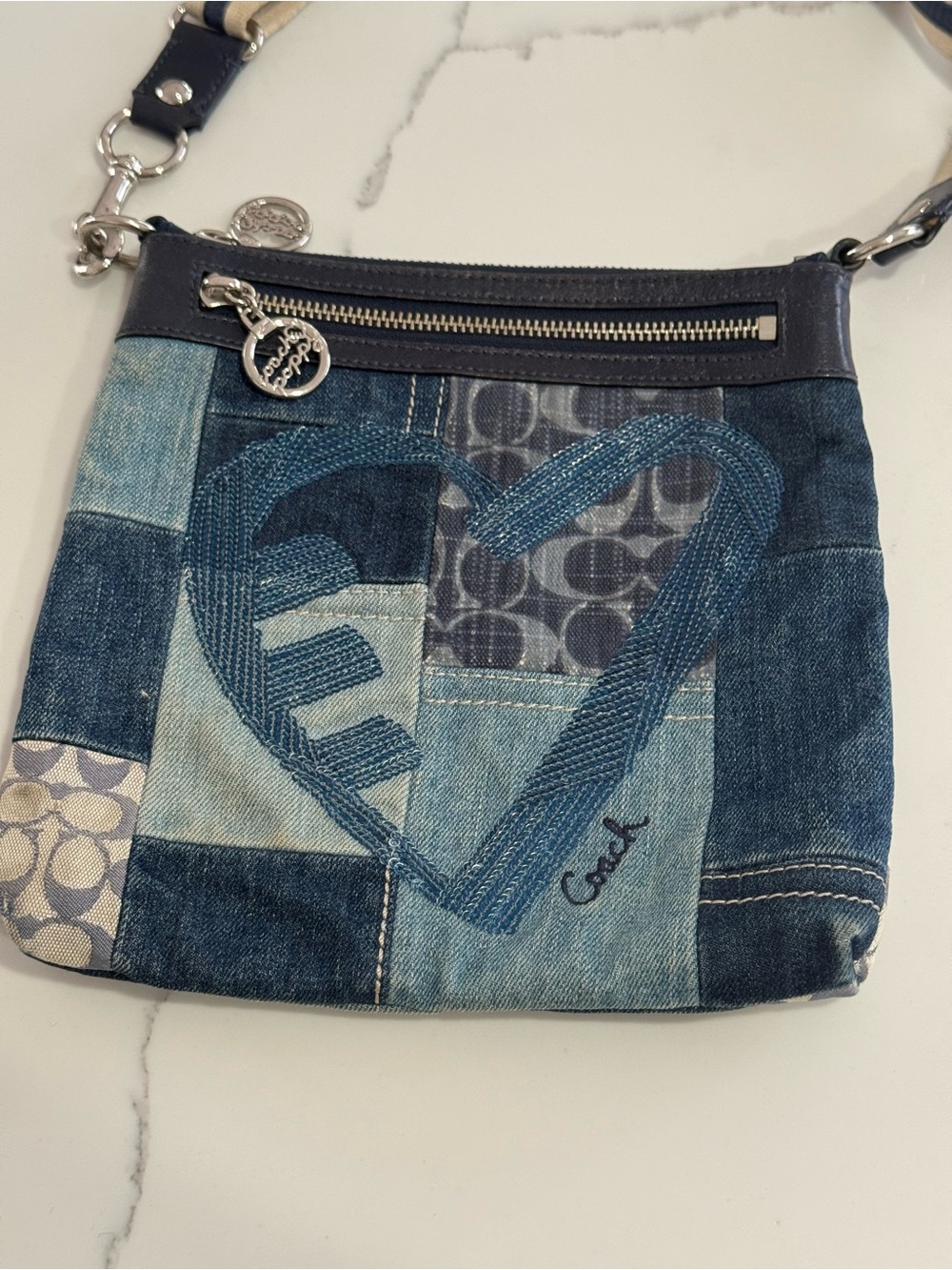 Coach Vintage Coach poppy Signature Denim Patchwork Crossbody Swingpack Bag - Picture 2 of 9